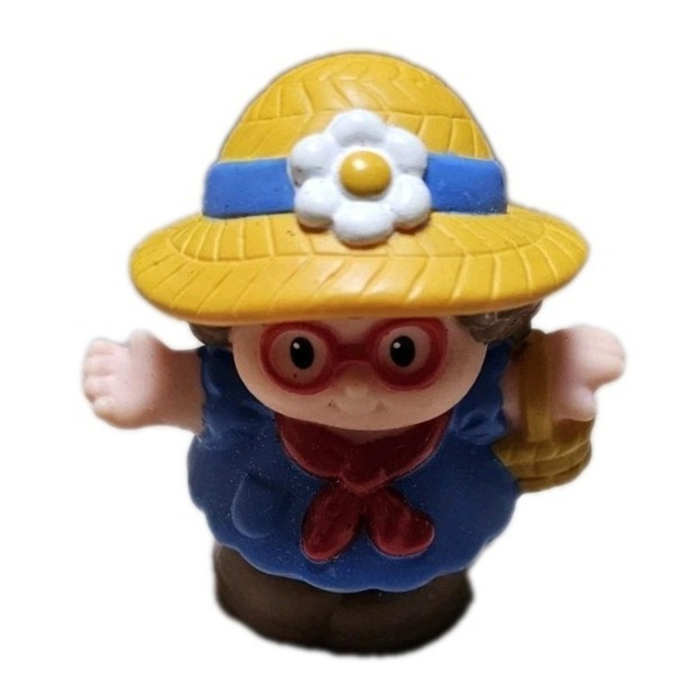 Fisher Price Little People Maggie‎ Girl Lady Mom Garden Basket Straw Hat  Market